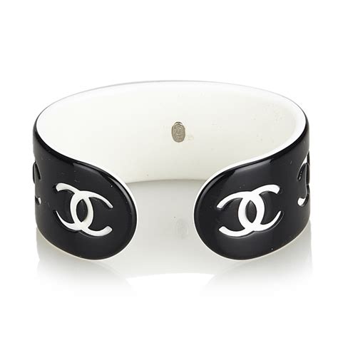 chanel black and white resin cuff|Chanel cuff bracelet dupe.